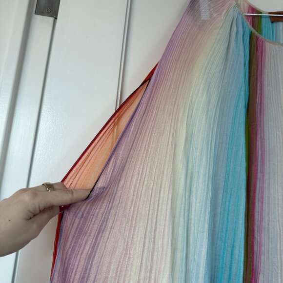 Missoni Knit Kaftan Dress Beach Cover-Up Rainbow Striped Plisse Round Neck Small - Picture 5 of 9